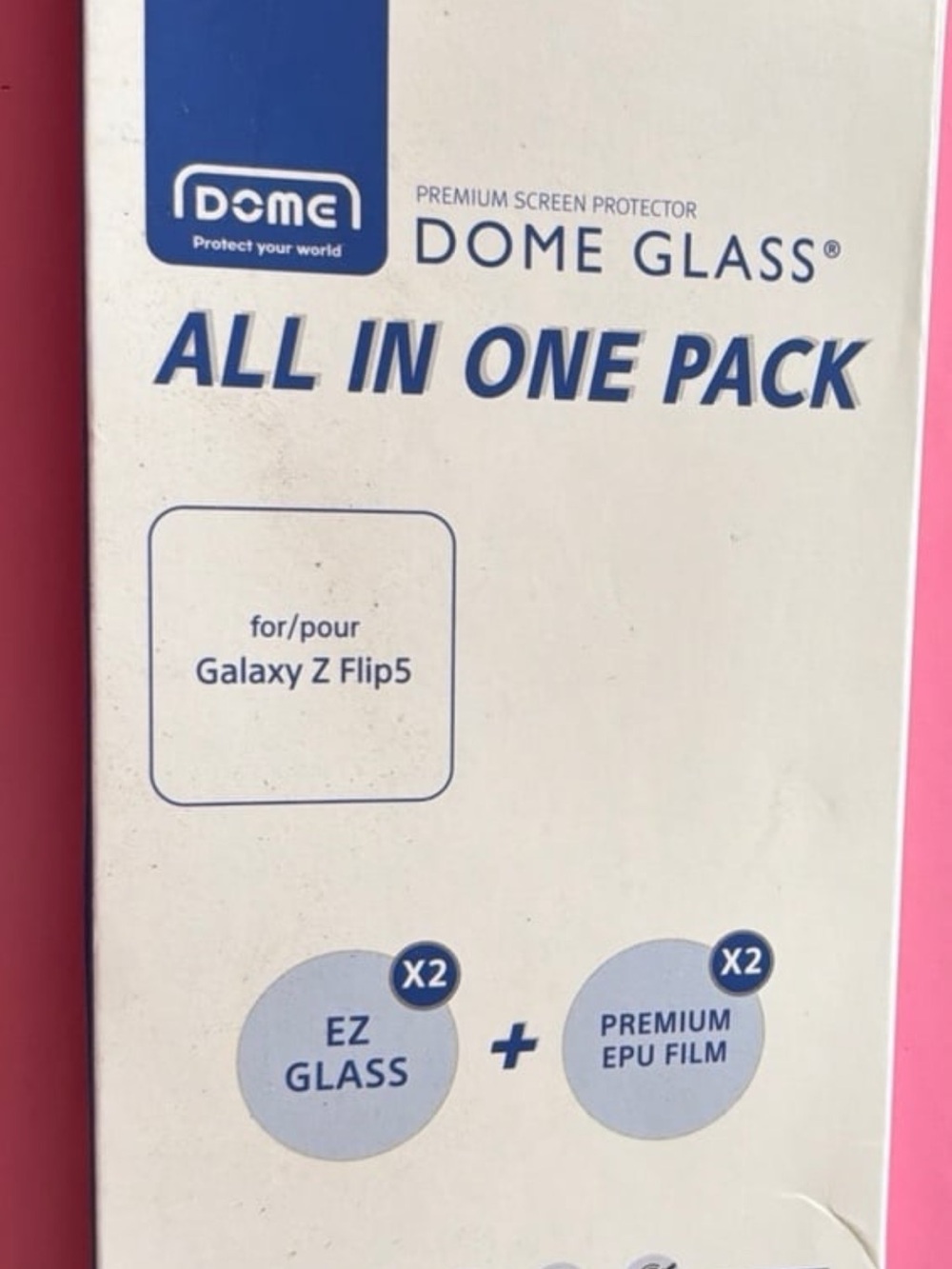 Dome Glass All In One Pack Screen Protectors for Galaxy Z Flip5 - White/Blue